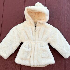 Shein girls coat hoody size 90 (2T) zipper front with pockets & ears on hood
